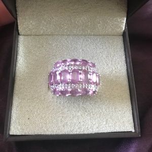 Pink sapphire and diamond ring